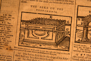 Ark of the Covenant picture in a yellow newspaper.