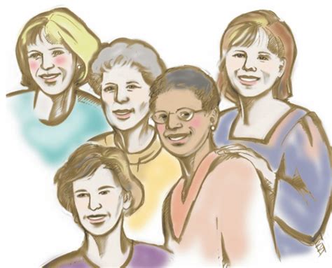A cartoon image of a variety of women.